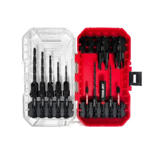 15pcs Tapered Drill Bit Countersink Set for Woodworking Includes Storage Hard Case Tool Set